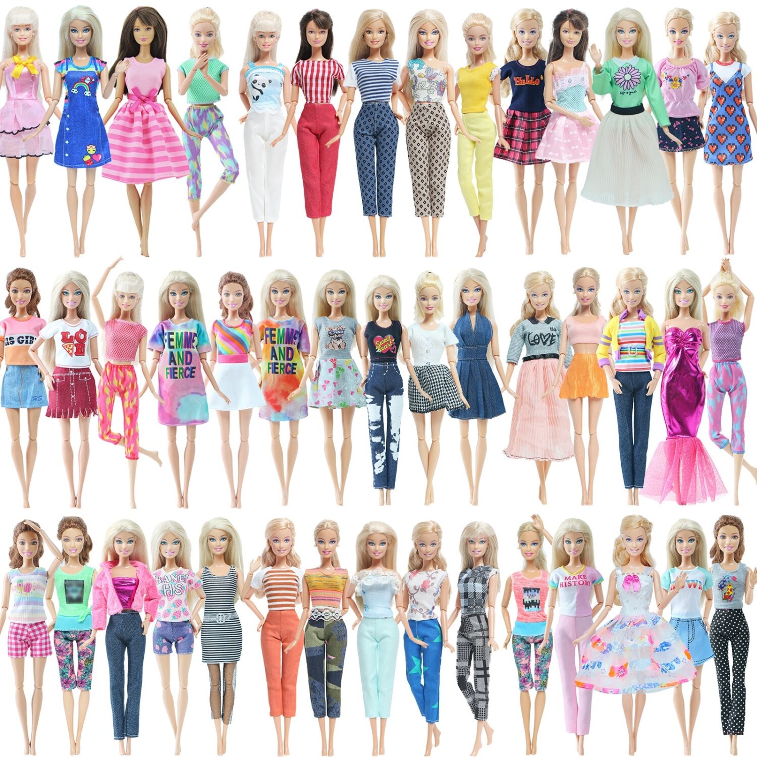 4/5 Set Fashion Daily Casual Sports Outfits Vest Shirt Skirt Pants Dress Clothes for Barbie Doll Dollhouse Accessories