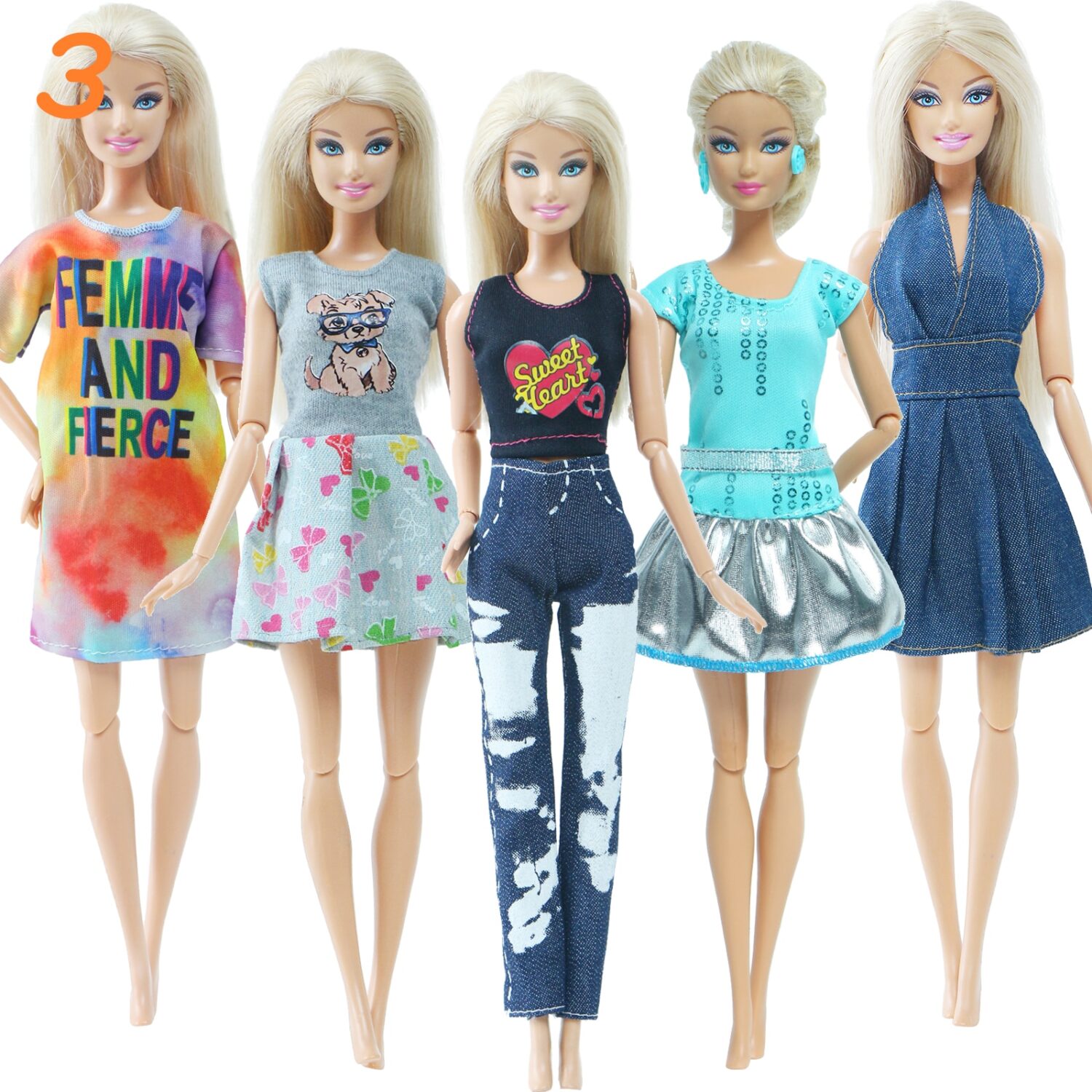 4/5 Set Fashion Daily Casual Sports Outfits Vest Shirt Skirt Pants Dress Clothes for Barbie Doll Dollhouse Accessories - Image 4