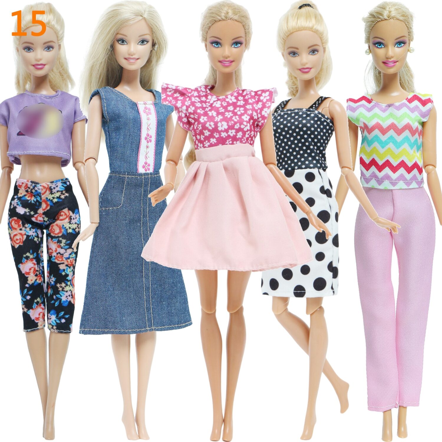 4/5 Set Fashion Daily Casual Sports Outfits Vest Shirt Skirt Pants Dress Clothes for Barbie Doll Dollhouse Accessories - Image 5